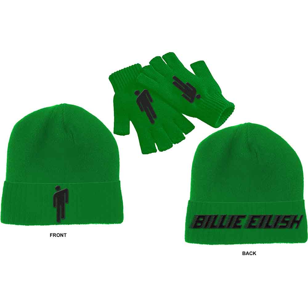 Billie Eilish Unisex Beanie Hat & Glove Set: Blohsh (Jelly Bean Green)