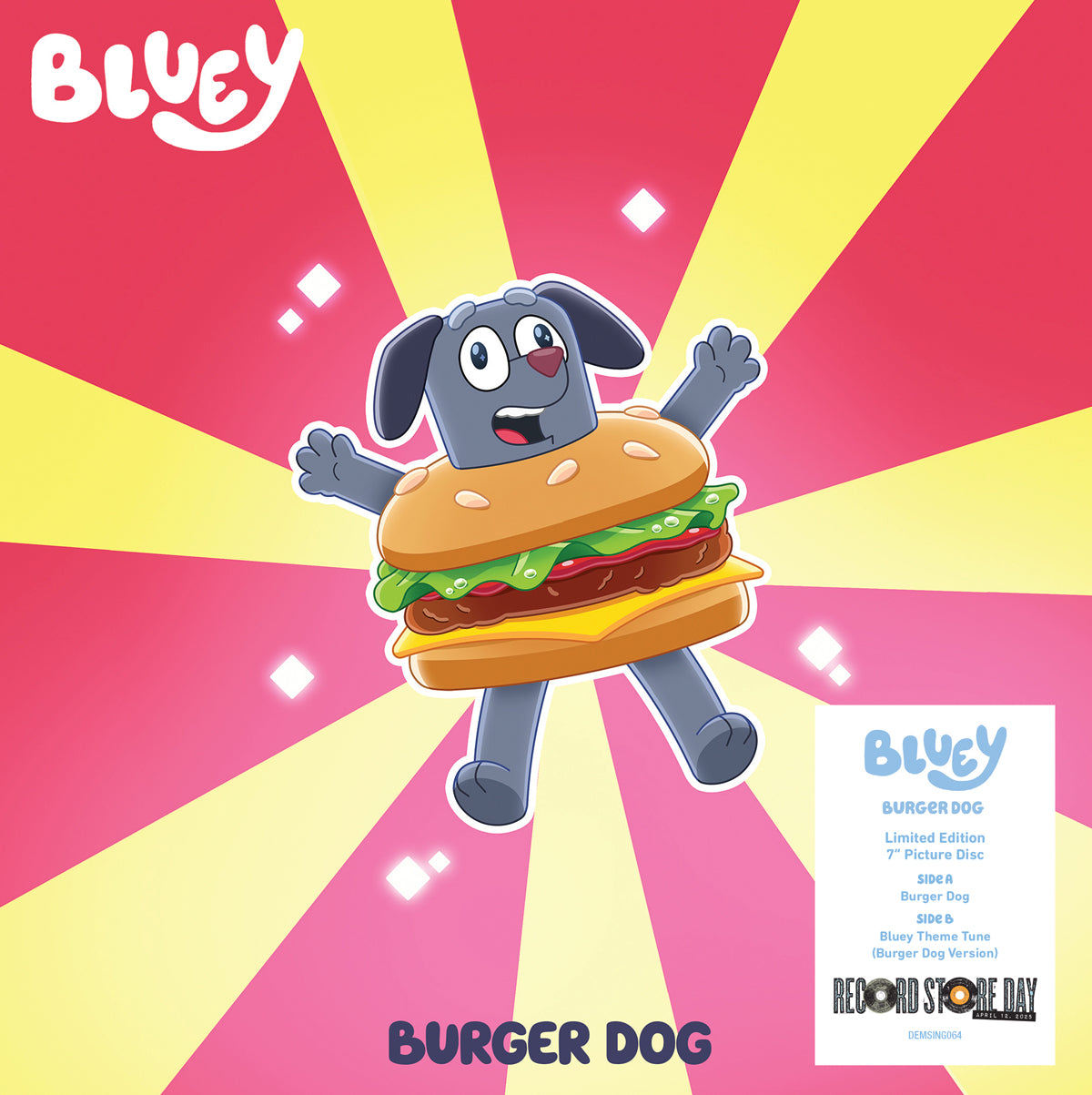 Burger Dog / Bluey Theme Tune (Burger Dog Version) 7" picture disc (RSD 2025)