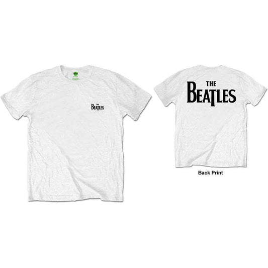 The Beatles Unisex T-Shirt: Drop T Logo (White) (Back Print)