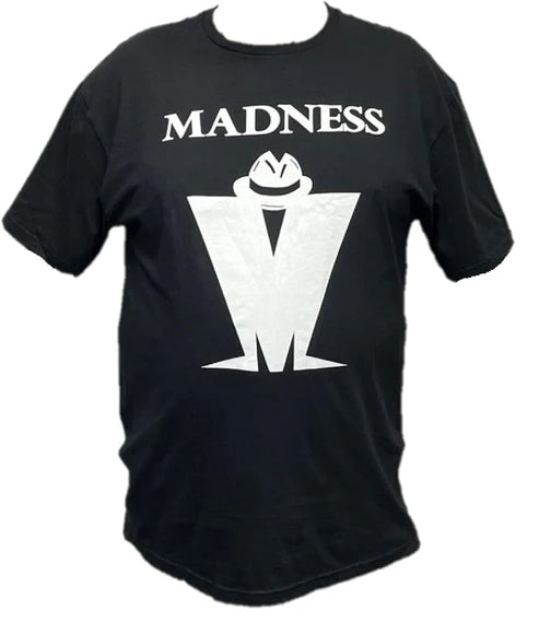 Madness Unisex T-Shirt: M Logo - Text on Top (Black)